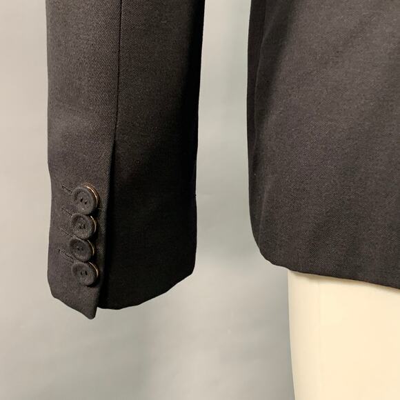 CALVIN KLEIN COLLECTION Size 40 Regular Black Wool Silk Notch Lapel Sport Coat - Picture 5 of 9